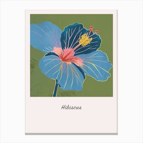 Hibiscus 2 Square Flower Illustration Poster Canvas Print