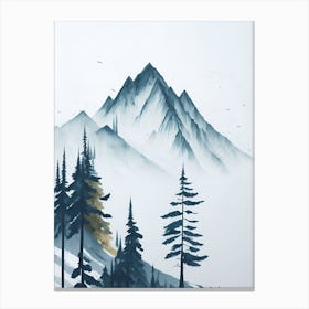Mountain And Forest In Minimalist Watercolor Vertical Composition 248 Canvas Print