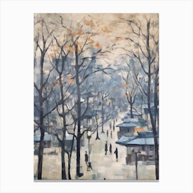 Winter City Park Painting Ueno Park Tokyo 3 Canvas Print