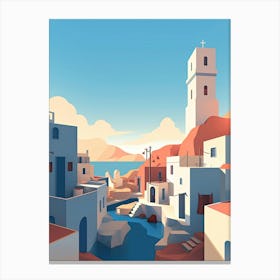 Santorini, Greece, Flat Illustration 1 Canvas Print