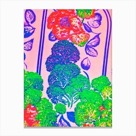 Broccoli 2 Risograph Retro Poster vegetable Canvas Print