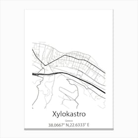 Xylokastro,Greece Minimalist Map Canvas Print