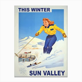 Sun Valley Skiing Girl Canvas Print