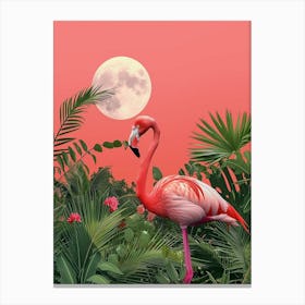 Greater Flamingo Yucatan Peninsula Mexico Tropical Illustration 1 Canvas Print