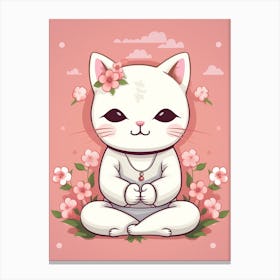 Kawaii Cat Drawings Yoga 1 Canvas Print