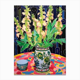 Flowers In A Vase Still Life Painting Snapdragon 4 Canvas Print