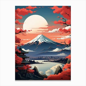 Mountains And Hot Springs Japanese Style Illustration 7 Canvas Print