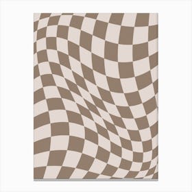Warped Checker Beige Canvas Print