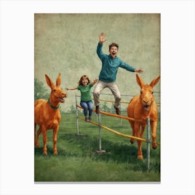 Donkeys Jumping Canvas Print