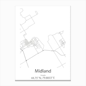 Midland,Canada Minimalist Map Canvas Print