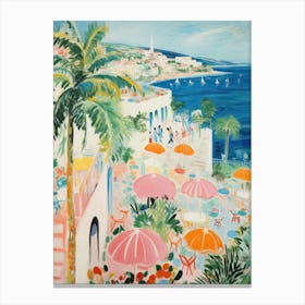 Capri   Italy Beach Club Lido Watercolour 4 Canvas Print