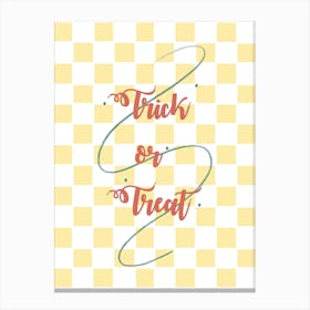 Trick Or Treat On A Checkered Background Canvas Print