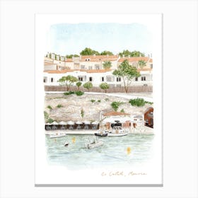 Menorca, Es Castell Harbour Canvas Print