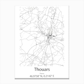 Thouars,France Minimalist Map Canvas Print