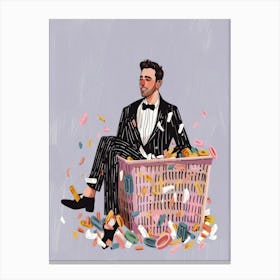 Man In A Basket Canvas Print