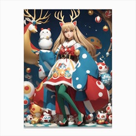 Kawaii Santa Girl II Canvas Print