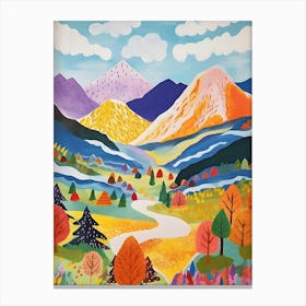 Abstract Autumn Mountain Painting Scenery Canvas Print