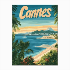 Aihrgdesign A Retro Travel Poster For Cannes Featuring The Sc 64b91f0b 8a9d 443a B17f 8bf308e695a6 3 Canvas Print