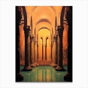 Basilica Cistern Yerebatan Sarnc Modern Pixel Art 2 Canvas Print