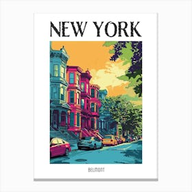 Belmont New York Colourful Silkscreen Illustration 3 Poster Canvas Print