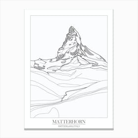 Matterhorn Switzerland Italy Line Drawing 4 Poster Canvas Print