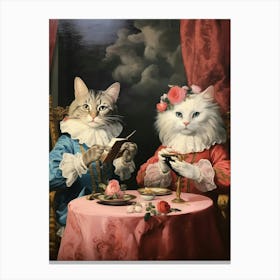 Cats At A Medieval Afternoon Tea Canvas Print
