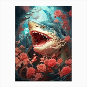 Shark And Roses Canvas Print