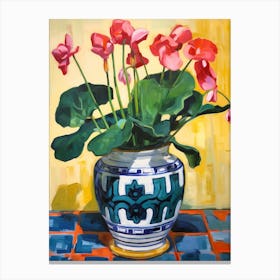 Flowers In A Vase Still Life Painting Cyclamen 1 Canvas Print