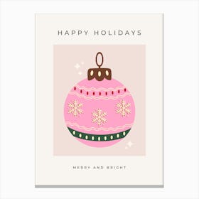 Christmas Bauble Pink Canvas Print