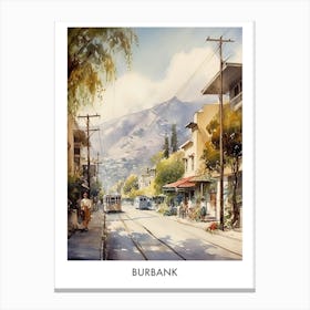 Burbank Watercolor 3 Travel Poster Canvas Print