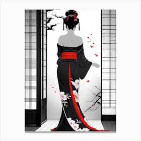 Traditional Japanese Art Style Geisha Girl 24 Canvas Print