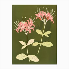 Pink & Green Honeysuckle 1 Canvas Print