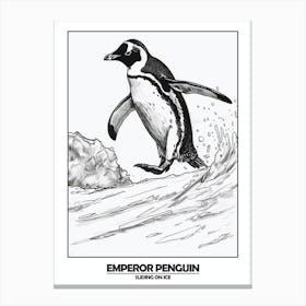 Penguin Sliding On Ice Poster 4 Canvas Print