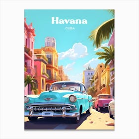 Havana Cuba Vintage Style Travel Art Illustration Canvas Print