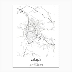 Jalapa,Mexico Minimalist Map Canvas Print