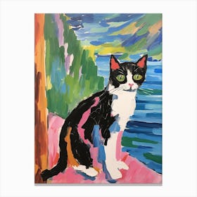 Painting Of A Cat In Lake Como Italy 1 Canvas Print