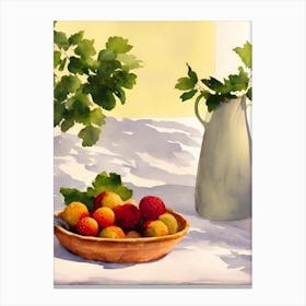 Pineberry Italian Watercolour fruit Canvas Print