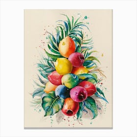 Fresh and Juicy Tropical Fruits Painting #2 Canvas Print