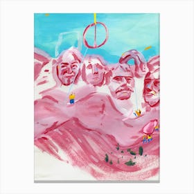 Mount Rushmore Women Taking Over in Pink and Blue Canvas Print