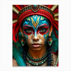 Aztec Girl With Face Paint Canvas Print