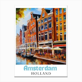 Netherlands Amsterdam, travel poster, wall art print, Amsterdam painting,17 Canvas Print