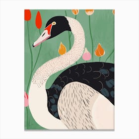 Swan In Flowers Canvas Print