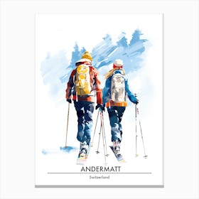 Andermatt   Switzerland Ski Resort Poster Illustration 1 Canvas Print