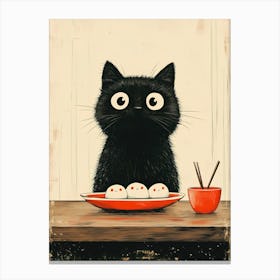 Japan Eat for a Black Cat Canvas Print