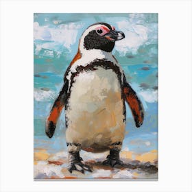 African Penguin Volunteer Point Oil Painting 2 Canvas Print