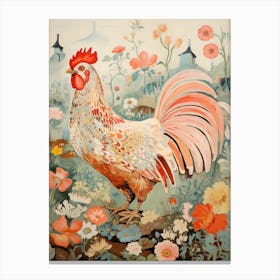 Chicken 4 Detailed Bird Painting Canvas Print