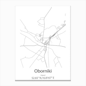 Oborniki Slaskie,Poland Minimalist Map Canvas Print