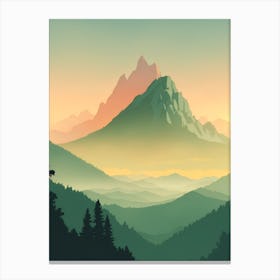 Misty Mountains Vertical Composition In Green Tone 202 Canvas Print