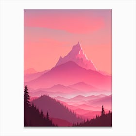 Misty Mountains Vertical Background In Pink Tone 76 Canvas Print