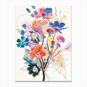 Cineraria Collage Flower Bouquet Canvas Print